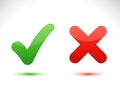 Green checkmark and red cross symbols Royalty Free Stock Photo