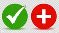 Green checkmark and red cross symbols on transparent background Royalty Free Stock Photo