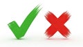 Green checkmark and red crossmark isolated on white background Royalty Free Stock Photo