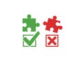 Green Checkmark and Red X with Puzzle Pieces: Concept of Right and Wrong Royalty Free Stock Photo
