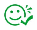 Green checkmark smiley icon for approval and confirmation Royalty Free Stock Photo