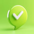 Green checkmark in a speech bubble on a bright background Royalty Free Stock Photo