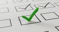 Green checkmark stands out on checklist for tasks completed in an office setting Generative AI Royalty Free Stock Photo