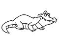 Green cheerful crocodile animal character cartoon coloring page