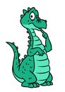 Green cheerful dragon animal fairy tale character cartoon illustration Royalty Free Stock Photo