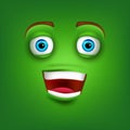 Green cheerful face cartoon monster