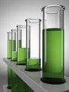 Green chemical test tubes