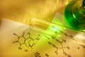 Green chemistry with reaction formula Royalty Free Stock Photo