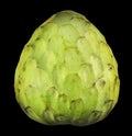 Green cherimoya fruit isolated on black background Royalty Free Stock Photo