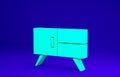 Green Chest of drawers icon isolated on blue background. Minimalism concept. 3d illustration 3D render Royalty Free Stock Photo