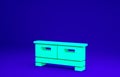 Green Chest of drawers icon isolated on blue background. Minimalism concept. 3d illustration 3D render Royalty Free Stock Photo