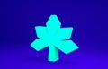 Green Chestnut leaf icon isolated on blue background. Minimalism concept. 3d illustration 3D render Royalty Free Stock Photo