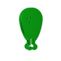 Green Chicken leg icon isolated on transparent background. Chicken drumstick.