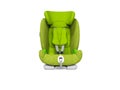 Green child seat for car front view 3d render on white background no shadow
