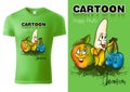 Green Child T-shirt Design with Cartoon Fruits