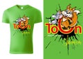 Green Child T-shirt Design with Cartoon Squirrel