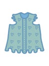 green children's blouse with short sleeves, frills and hearts buttons for a girl, freehand vector illustration isolated