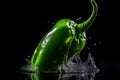 Green chili pepper aqua splattering. Generate ai Royalty Free Stock Photo