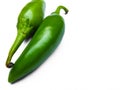 Green chili pepper isolated on white background. Chili peppers close up shot selective focus Royalty Free Stock Photo