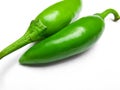 Green chili pepper isolated on white background. Chili peppers close up shot selective focus Royalty Free Stock Photo