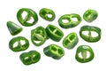 Sliced green chile peppers, paths Royalty Free Stock Photo