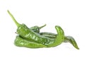 Green chili peppers isolated on white background Royalty Free Stock Photo