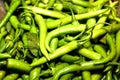 Green chilis scattered at display