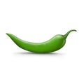 Green chilli pepper isolated on white background. realistic illustration