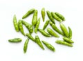Green chillies on white background Royalty Free Stock Photo