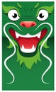 Green Chinese Dragon Face. Vector Poster for 2024 New Year. Lunar New Year Symbol