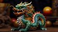 Green chinese dragon, Sign of Chinese New Year 2024. Mythological creature