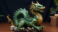 Green chinese dragon, Sign of Chinese New Year 2024. Mythological creature