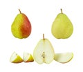 Green Chinese pear fruit sliced isolated on white clipping path Royalty Free Stock Photo