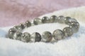 Green Chlorite Natural Lodolite Quartz Crystal Bead Bracelet.