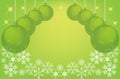 Green christmas background with christmas balls
