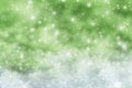 Green Christmas Background With Snow, Snwoflakes, Stars Royalty Free Stock Photo