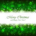 Green Christmas background with sparkle stars