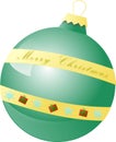 Green Christmas ball with golden Merry Christmass