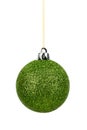 Green christmas ball isolated on white background. Royalty Free Stock Photo