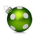 Green christmas ball with spots isolated on white background