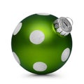 Green christmas ball with spots isolated on white background