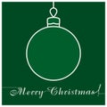 Green christmas ball white line vector greeting card icon Royalty Free Stock Photo