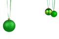 Green Christmas balls. Isolated on a white background. Christmas Decorations