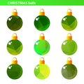 Green christmas balls set Royalty Free Stock Photo
