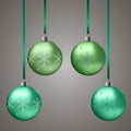 Green Christmas balls with snowflakes Royalty Free Stock Photo