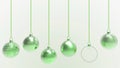 Green Christmas balls with white background. colorful xmas balls for christmas tree, Xmas glass, metal and plastic ball. Group of Royalty Free Stock Photo