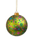 Green Christmas bauble with colorful dots Royalty Free Stock Photo
