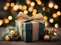 green Christmas gift box Royalty Free Stock Photo