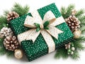 a green Christmas gift box isolated Royalty Free Stock Photo