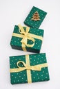 Green Christmas gifts Royalty Free Stock Photo